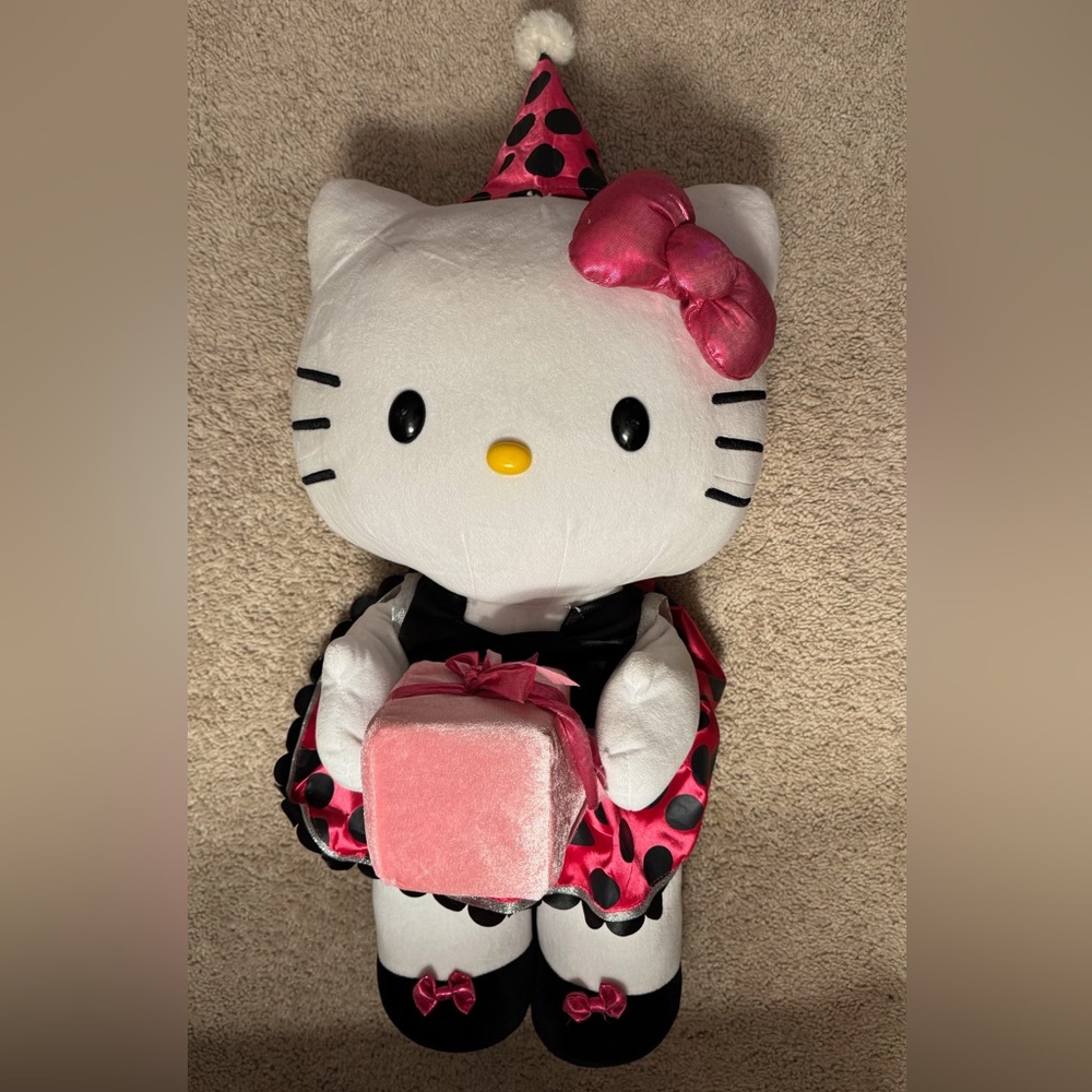 Rare HELLO KITTY BIRTHDAY GREETER 24" PLUSH STUFFED